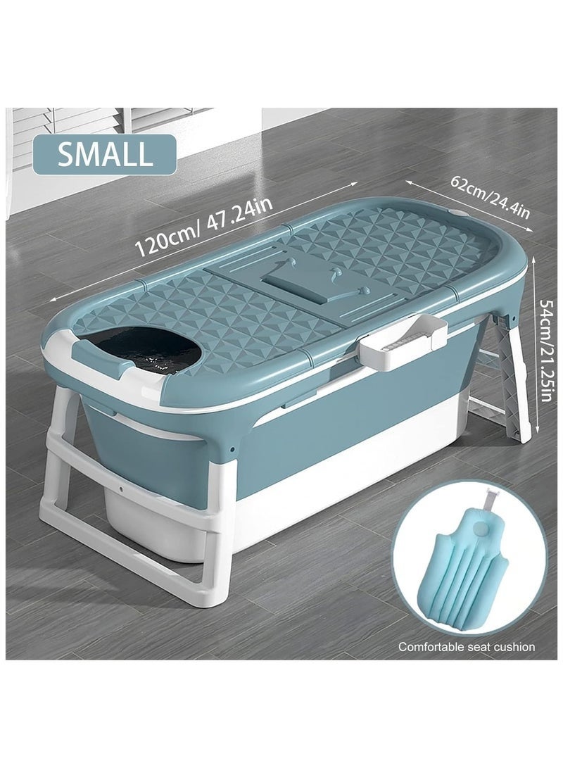 Arabest 120cm Portable Bathtub for Adults,Foldable Freestanding Bathtub Large Outdoor Family SPA Soaking Tub for Children Twins Adult,Maintenance of Temperature Barrel with Cover (Blue) - Image 5